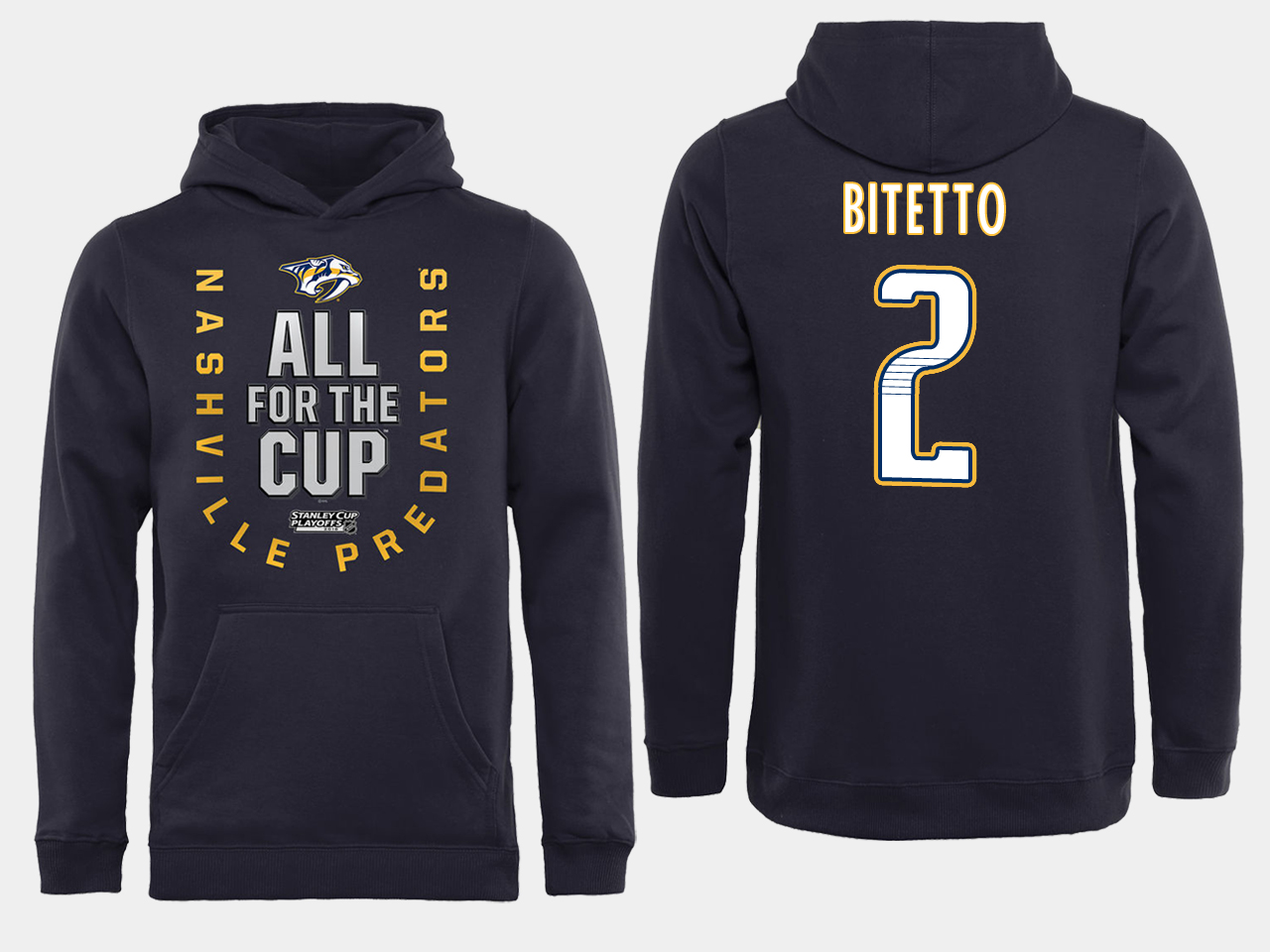 Men NHL Adidas Nashville Predators #2 Bitetto black ALL for the Cup hoodie